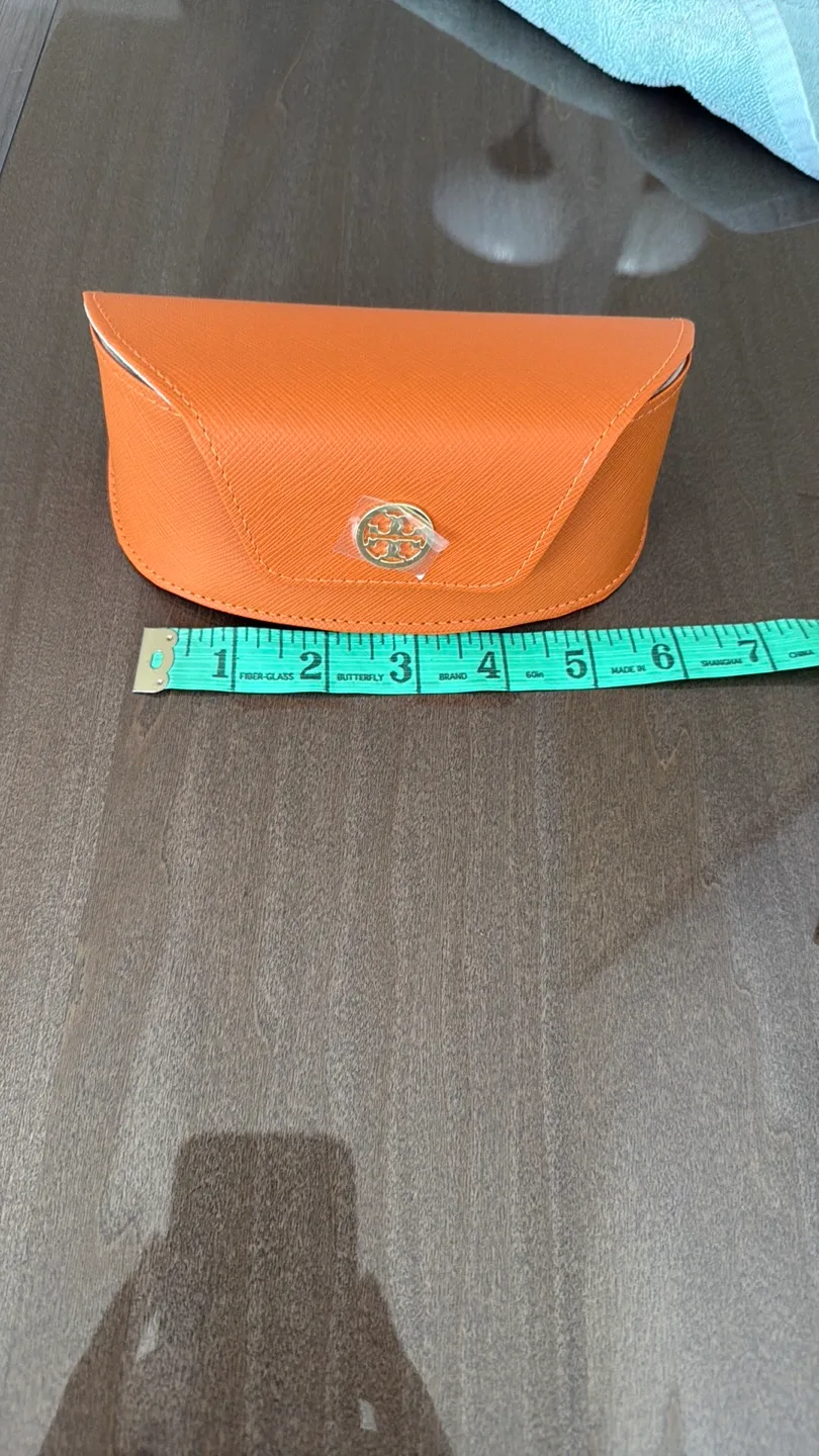 Tory Burch Orange Eyeglass Case with Cleaning Cloth image indicator(10)