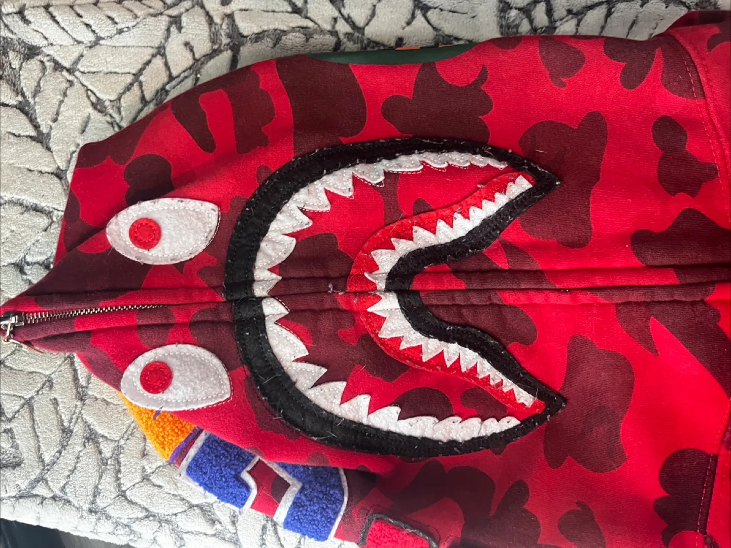 A Bathing Ape Red Camo Shark Zip-Up Hoodie thumbnail
