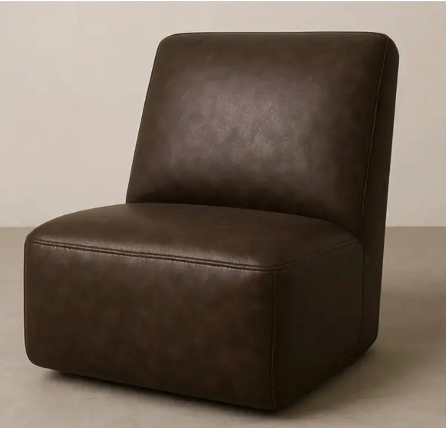 Modern Brown Leatherette Armless Chair thumbnail