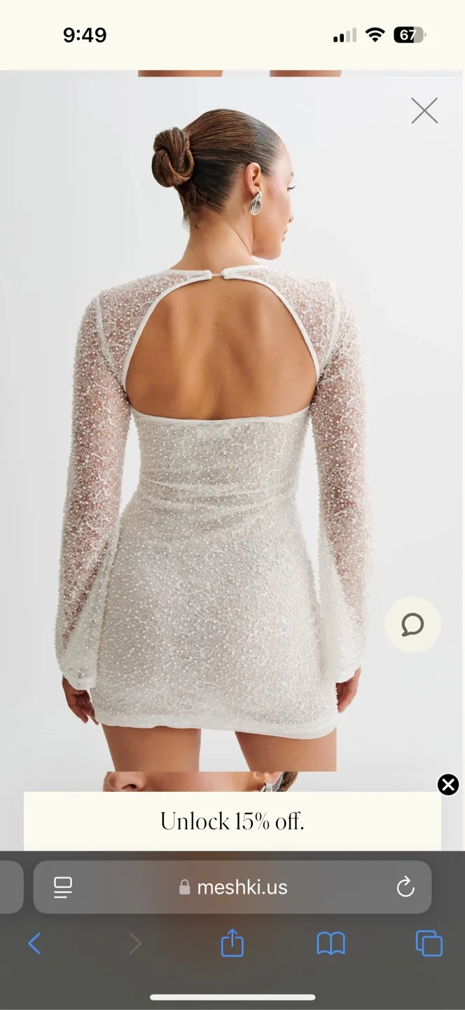 Meshki White Beaded Mini Dress image indicator(5)