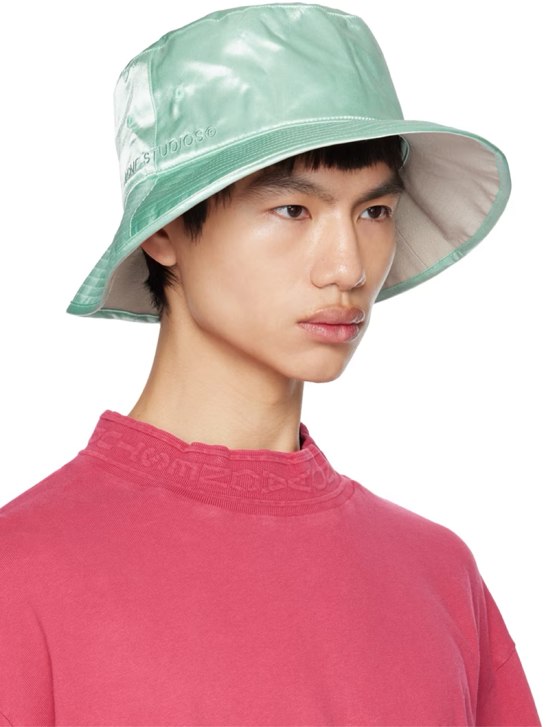 Acne Studios Reversible Mint & Gray Embroidered Bucket Hat - photo 2
