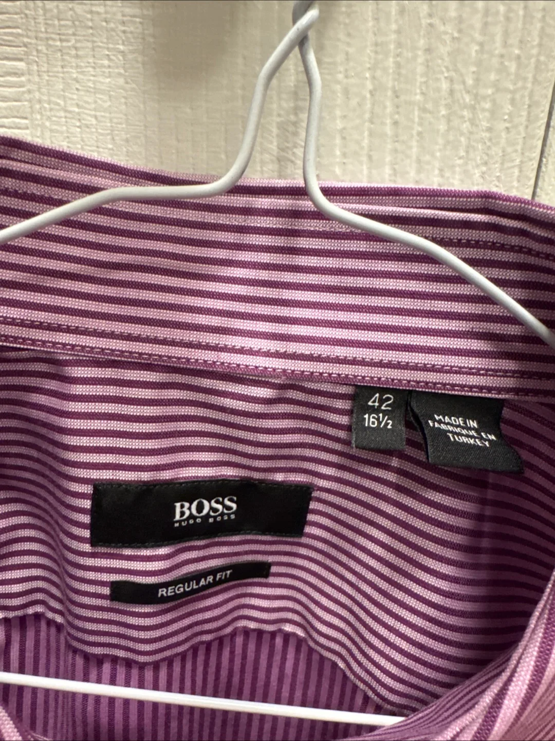Hugo Boss Purple Striped Dress Shirt - Size 42, 16 1/2 image indicator(2)