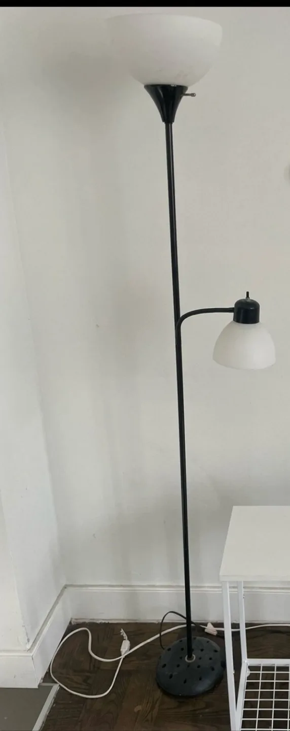Black Floor Lamp with Two Lights thumbnail