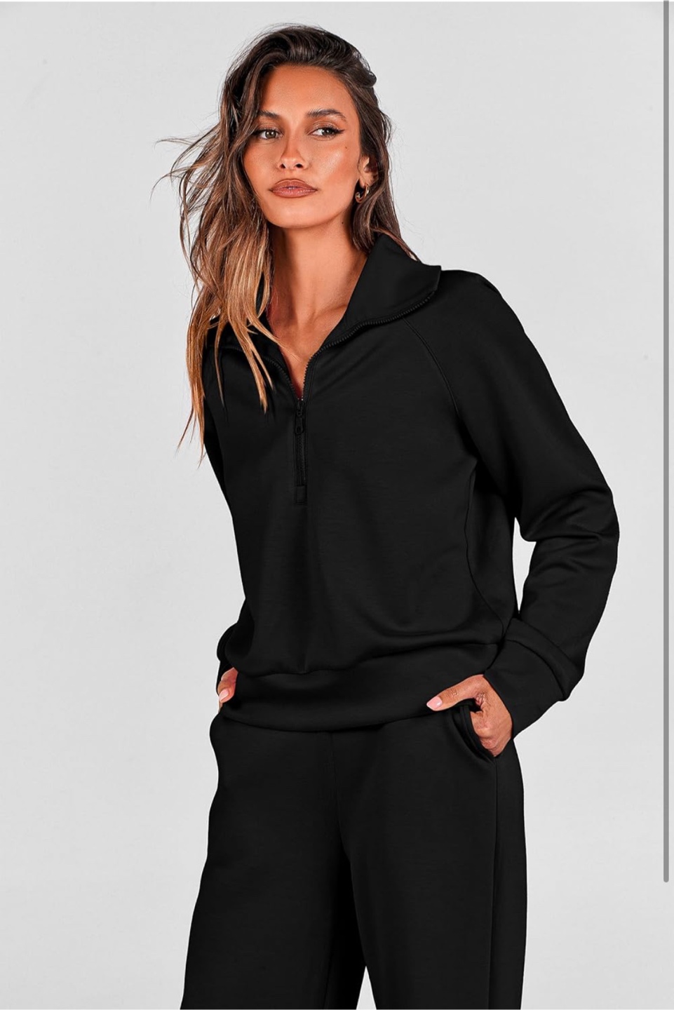 NEW! PRETTYGARDEN 2 Piece Half Zip Sweatshirt And Pants Set - photo 3