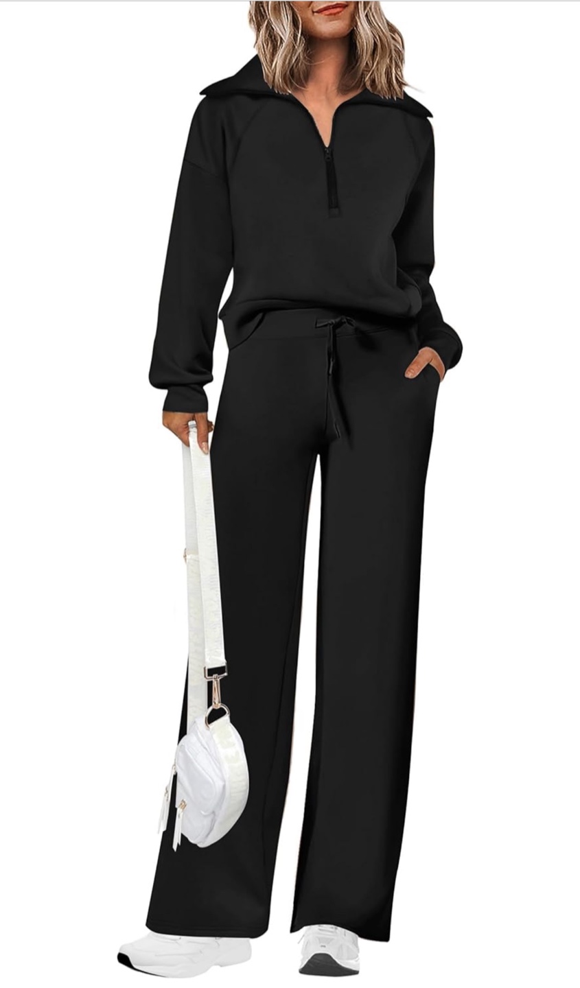 NEW! PRETTYGARDEN 2 Piece Half Zip Sweatshirt And Pants Set