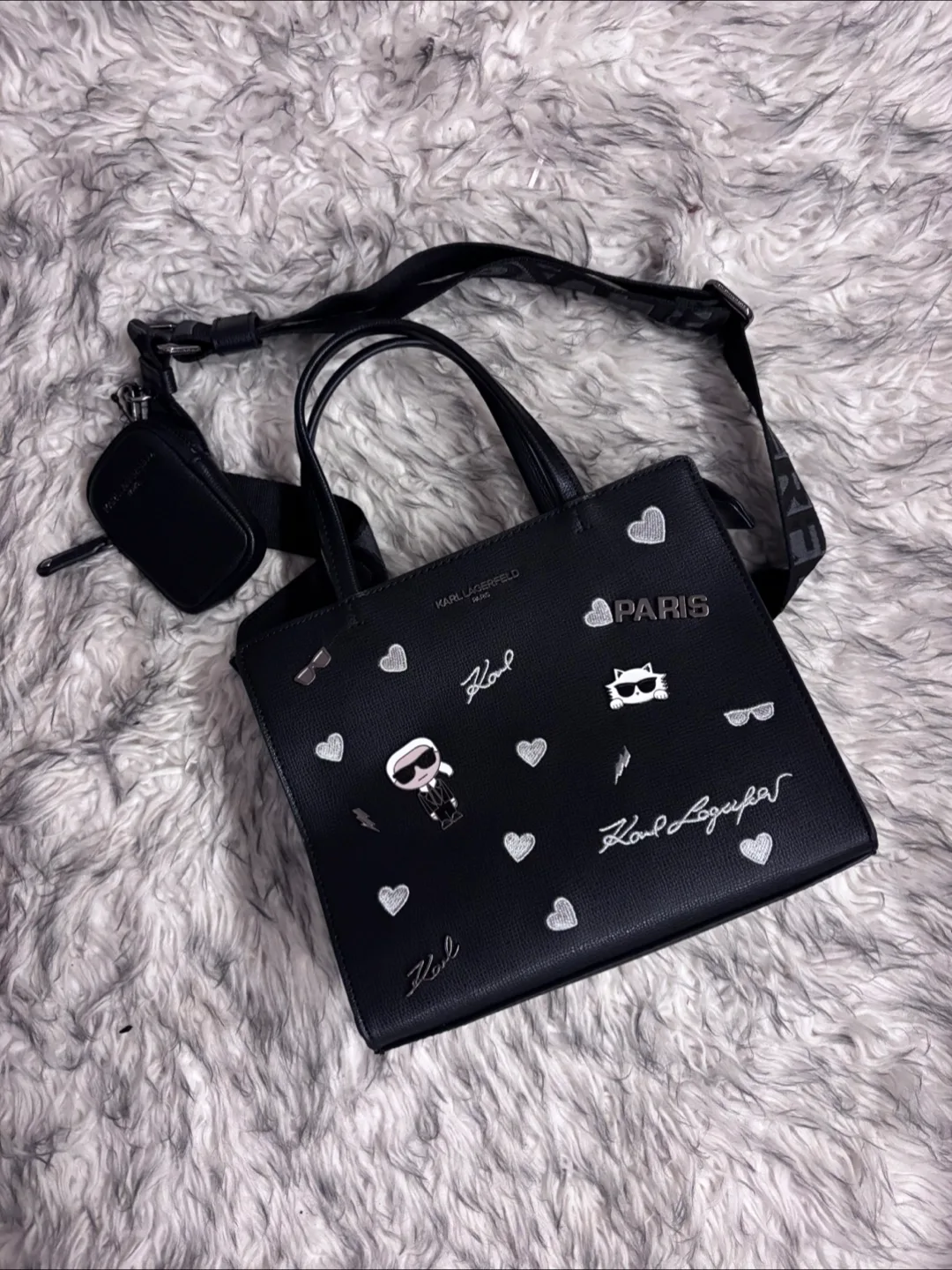Karl Lagerfeld Maybelle Pin Satchel Bag - Black thumbnail