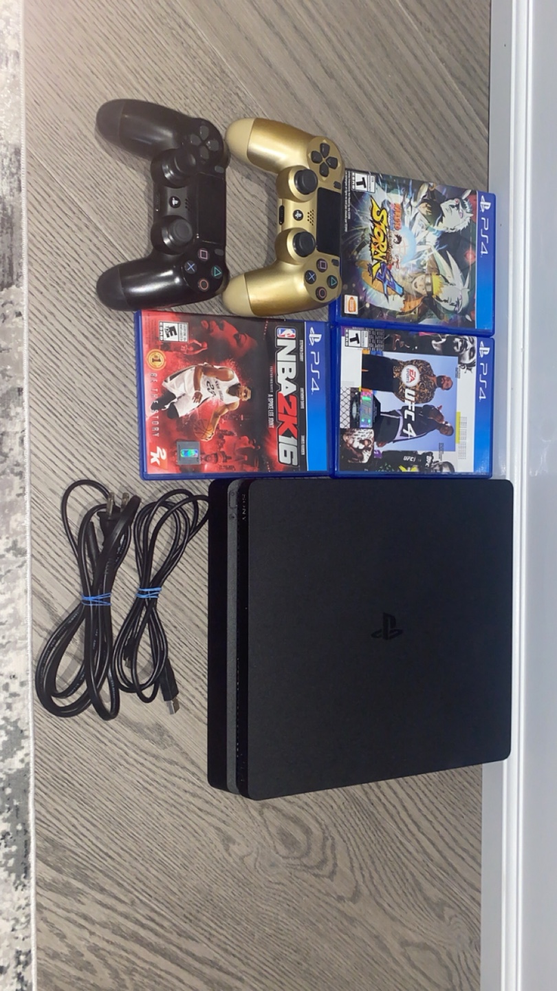 PS4 Slim Console Bundle with Games and Controllers