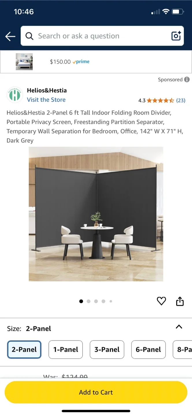 2-Panel Freestanding Room Divider thumbnail