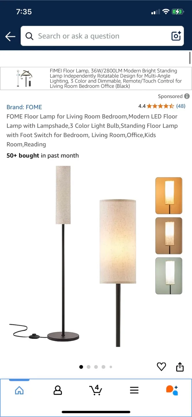 Modern Floor Lamp with Linen Shade thumbnail