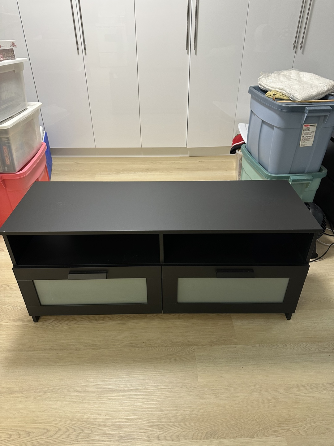 Black TV Stand with Two Drawers