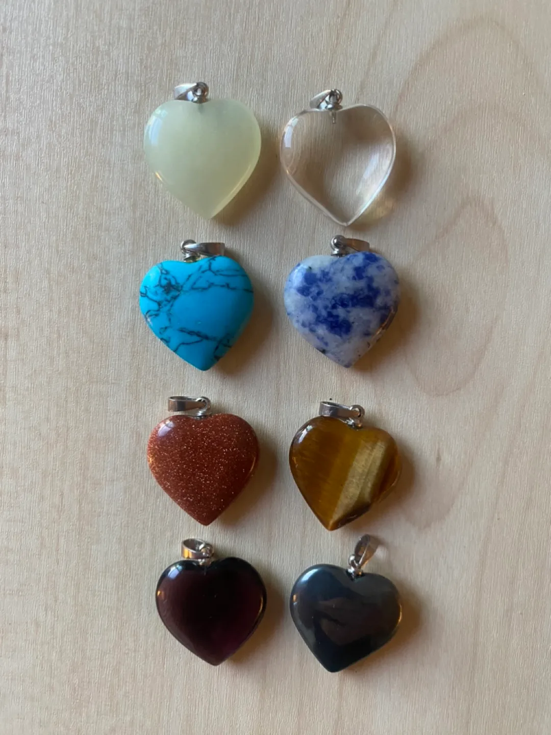 Eight Heart-Shaped Gemstone Pendants thumbnail