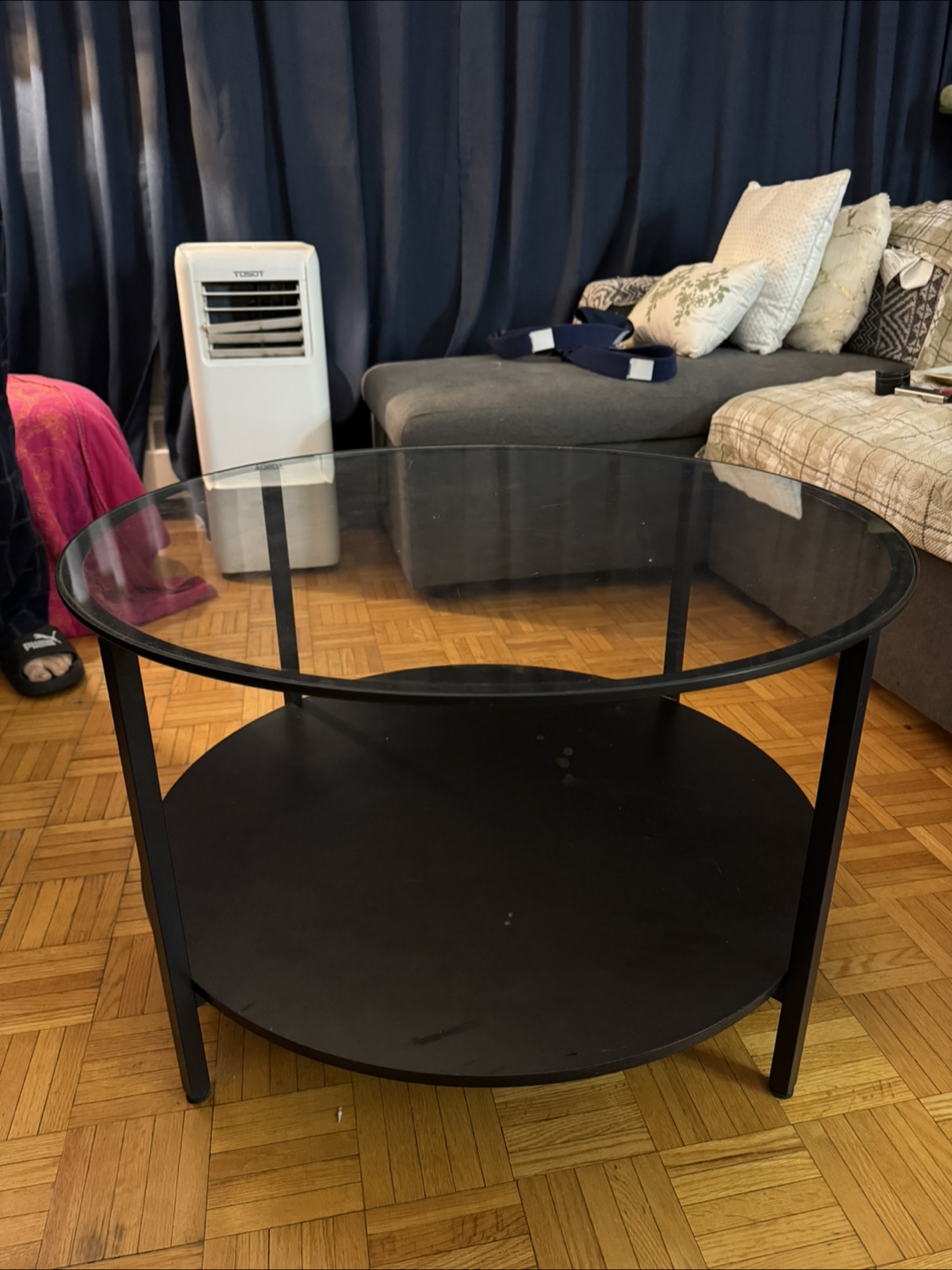 Glass Top Coffee Table with Shelf