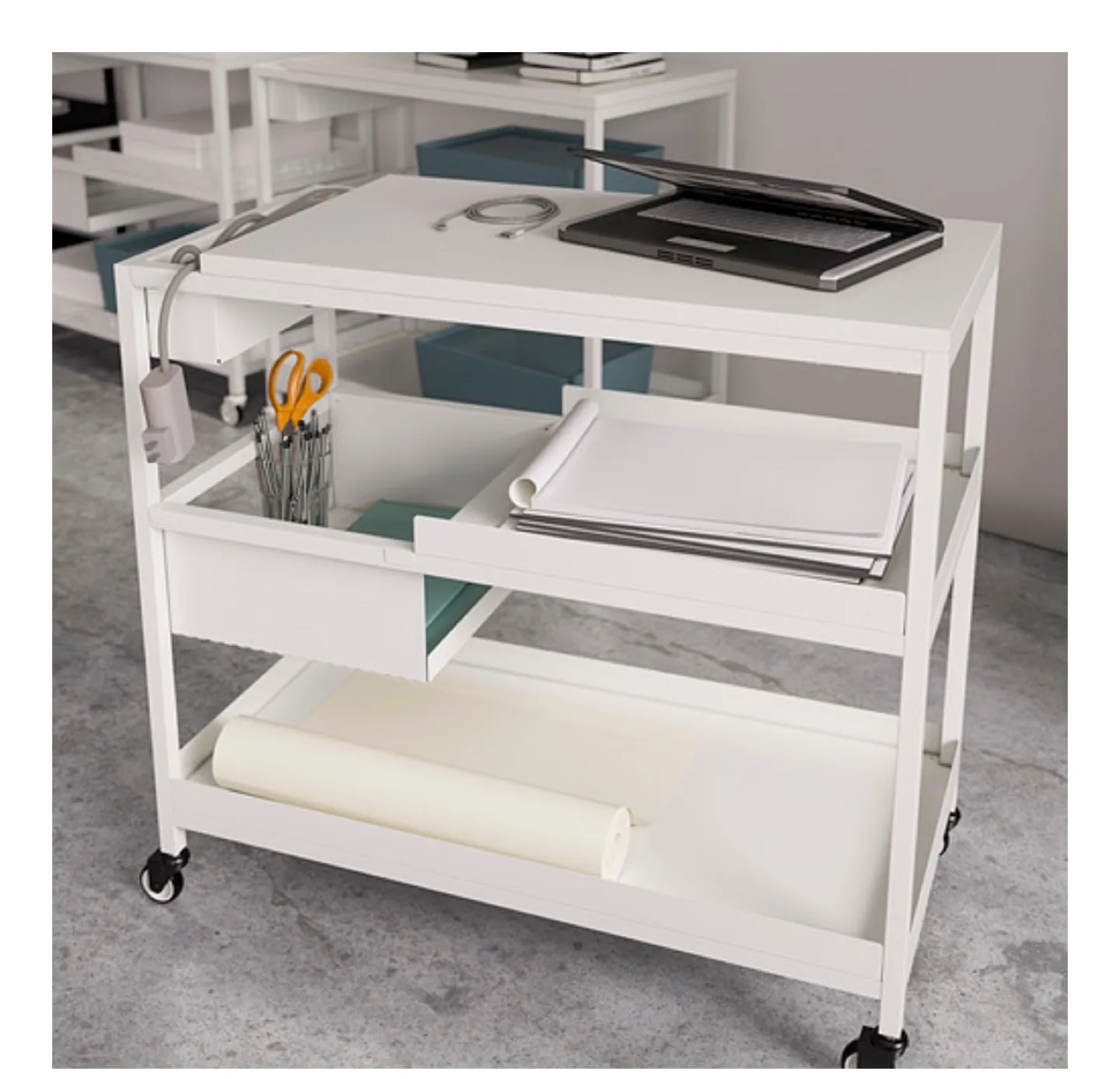 IKEA TROTTEN Metal Utility Rolling Cart thumbnail