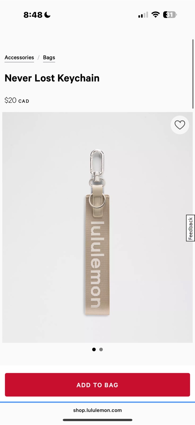 Lululemon Never Lost Keychain