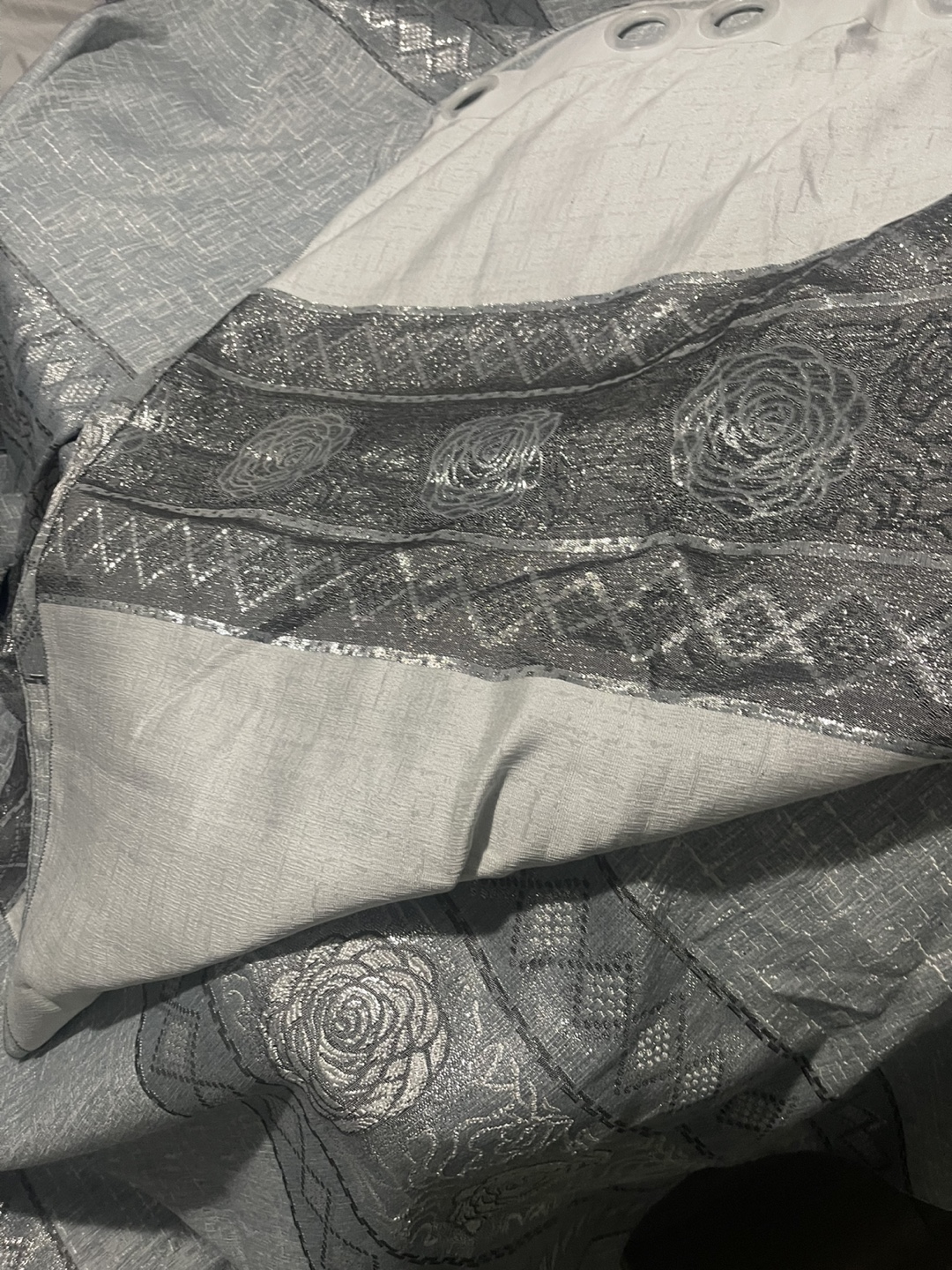 Grey and Silver Curtains with Rose Design - photo 5
