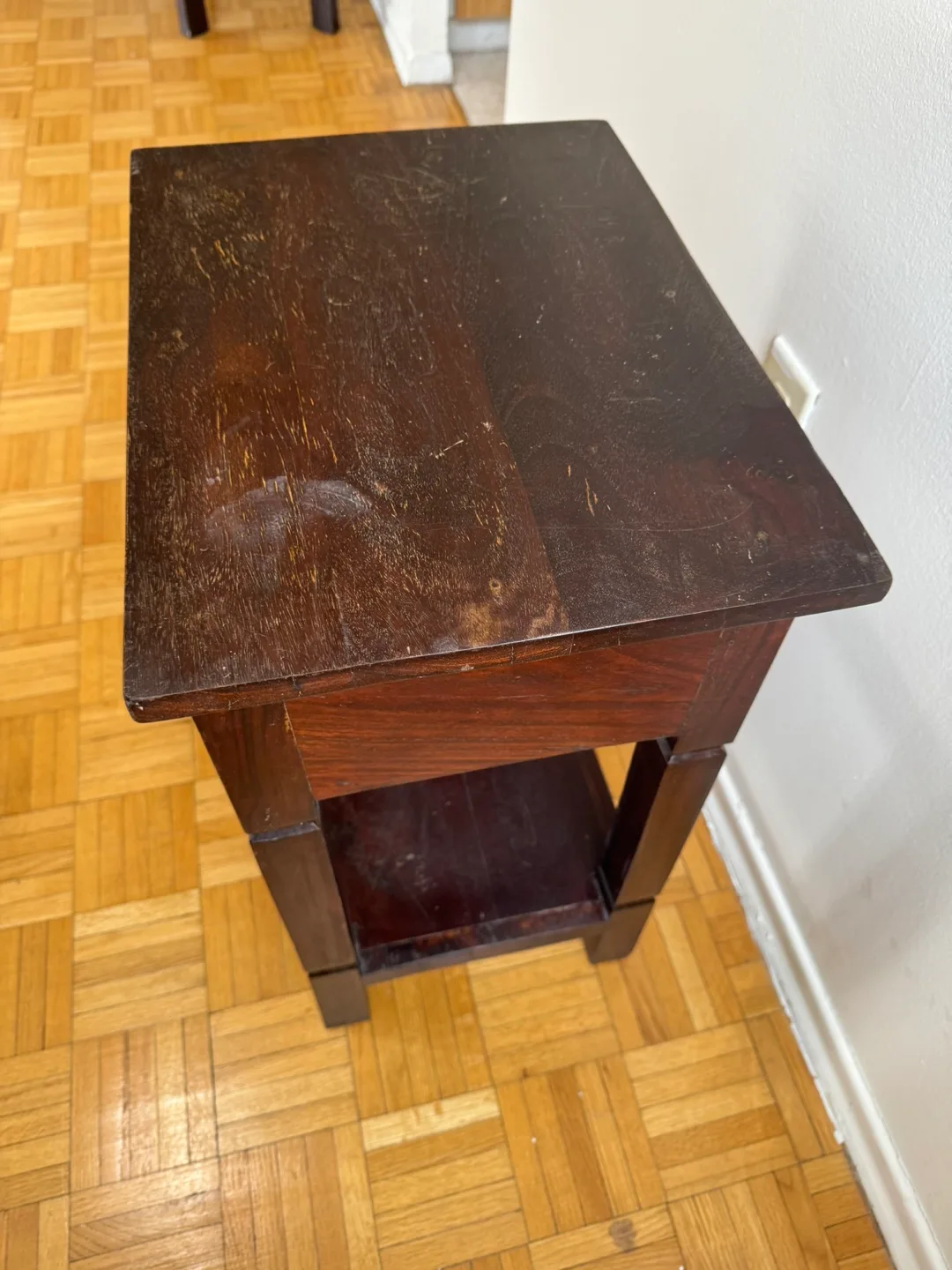 Dark Brown Wooden Nightstand with Drawer and Shelf image indicator(3)