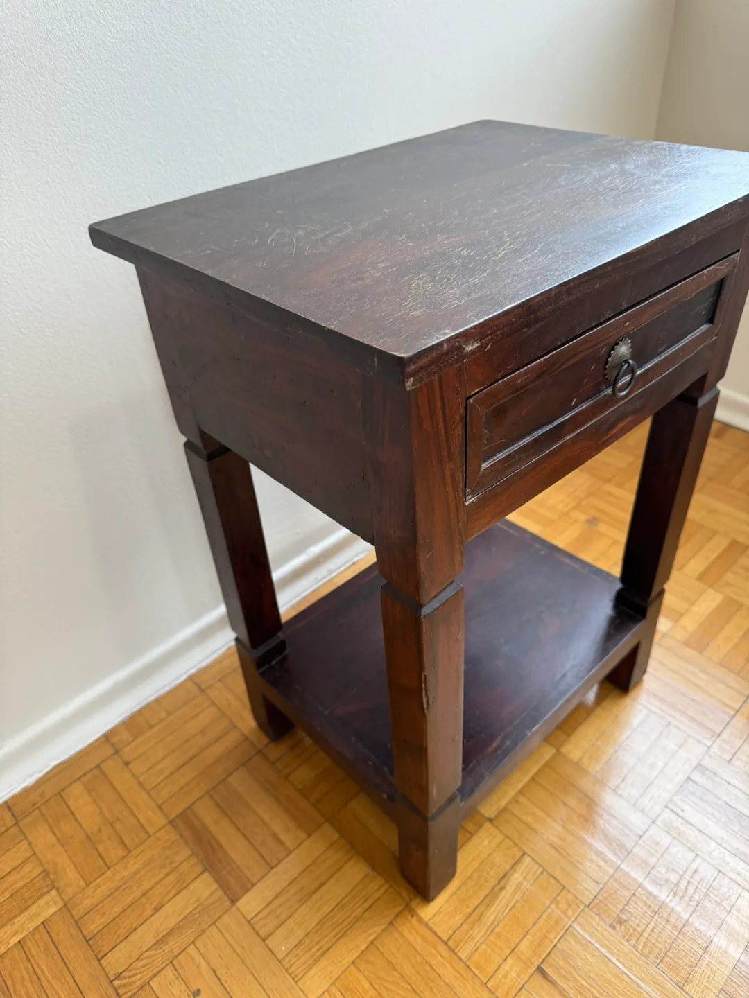 Dark Brown Wooden Nightstand with Drawer and Shelf image indicator(2)