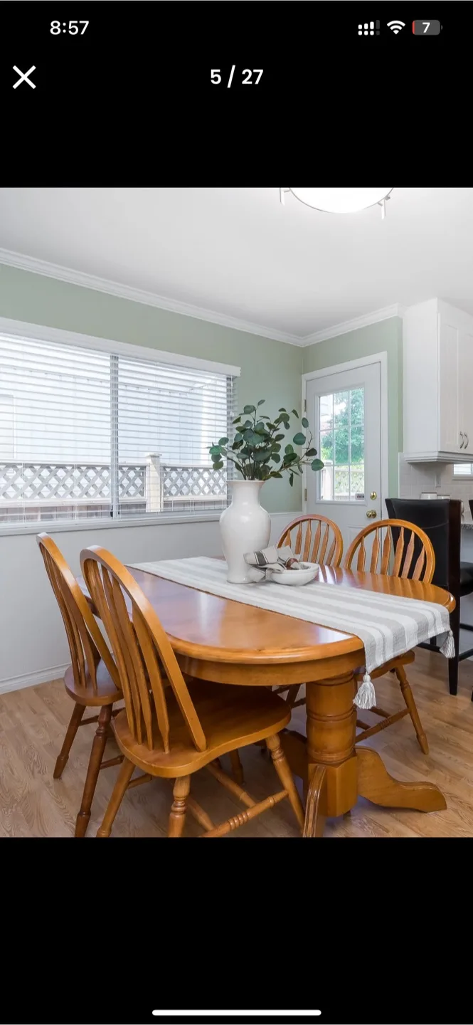 Expandable Wooden Dining Table and 6 Chairs Set thumbnail