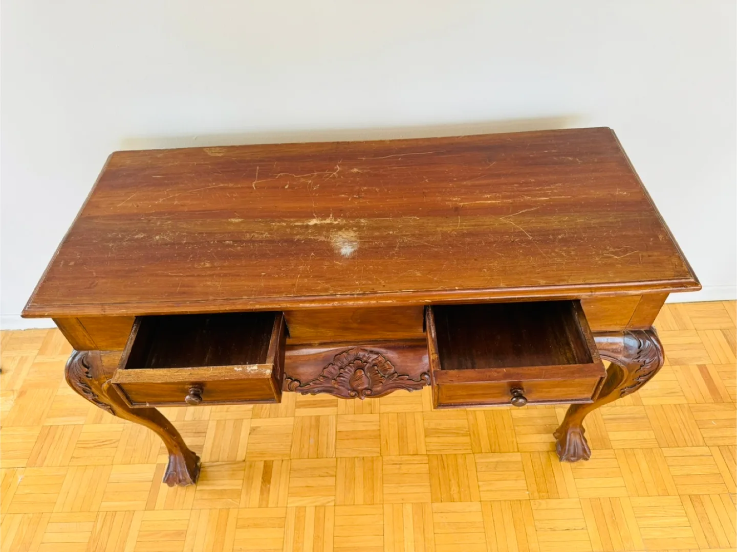 Antique Wooden Console Table with Claw Feet image indicator(3)