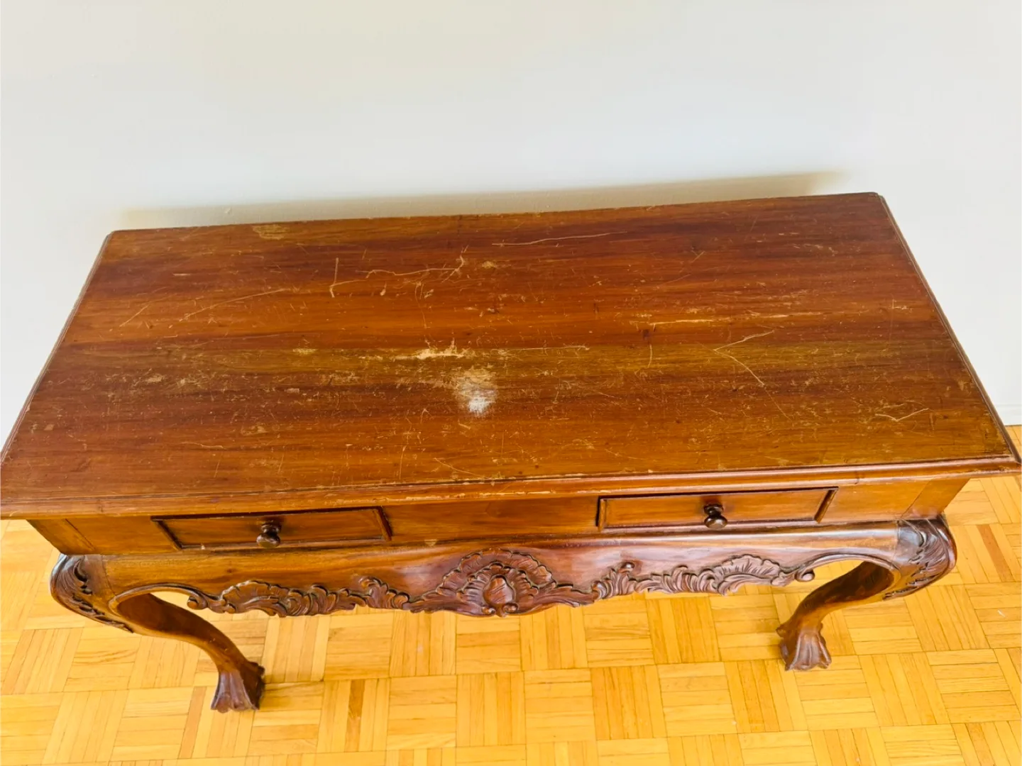 Antique Wooden Console Table with Claw Feet image indicator(2)