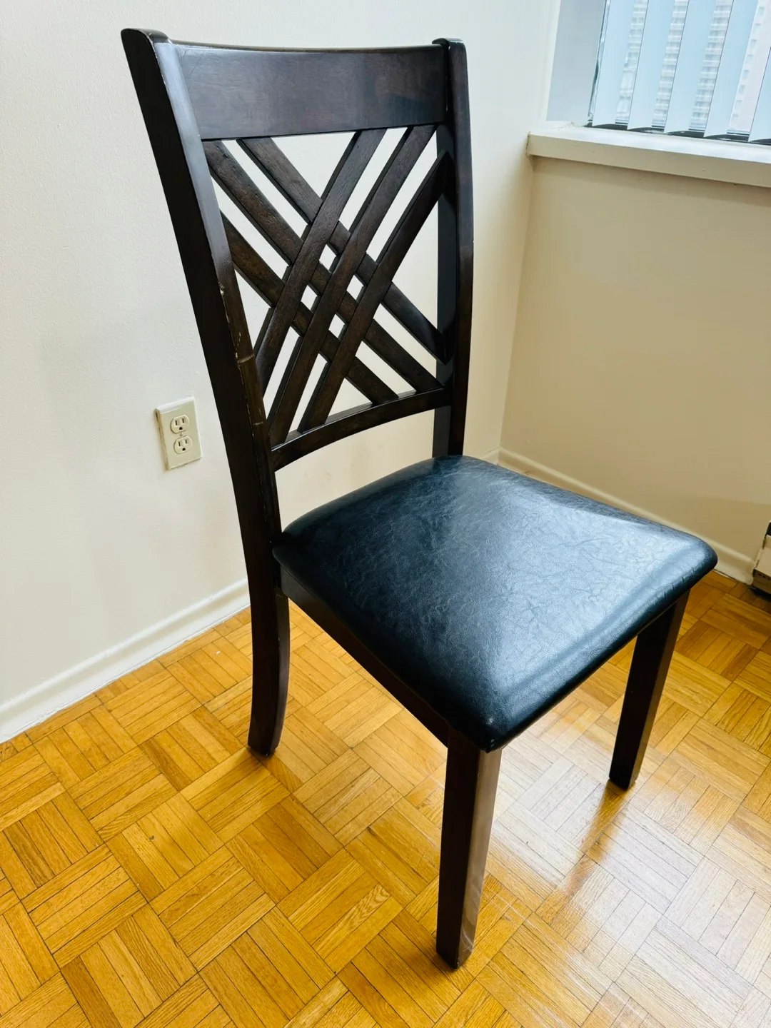 Dark Brown Dining Chair with Black Vinyl Seat thumbnail