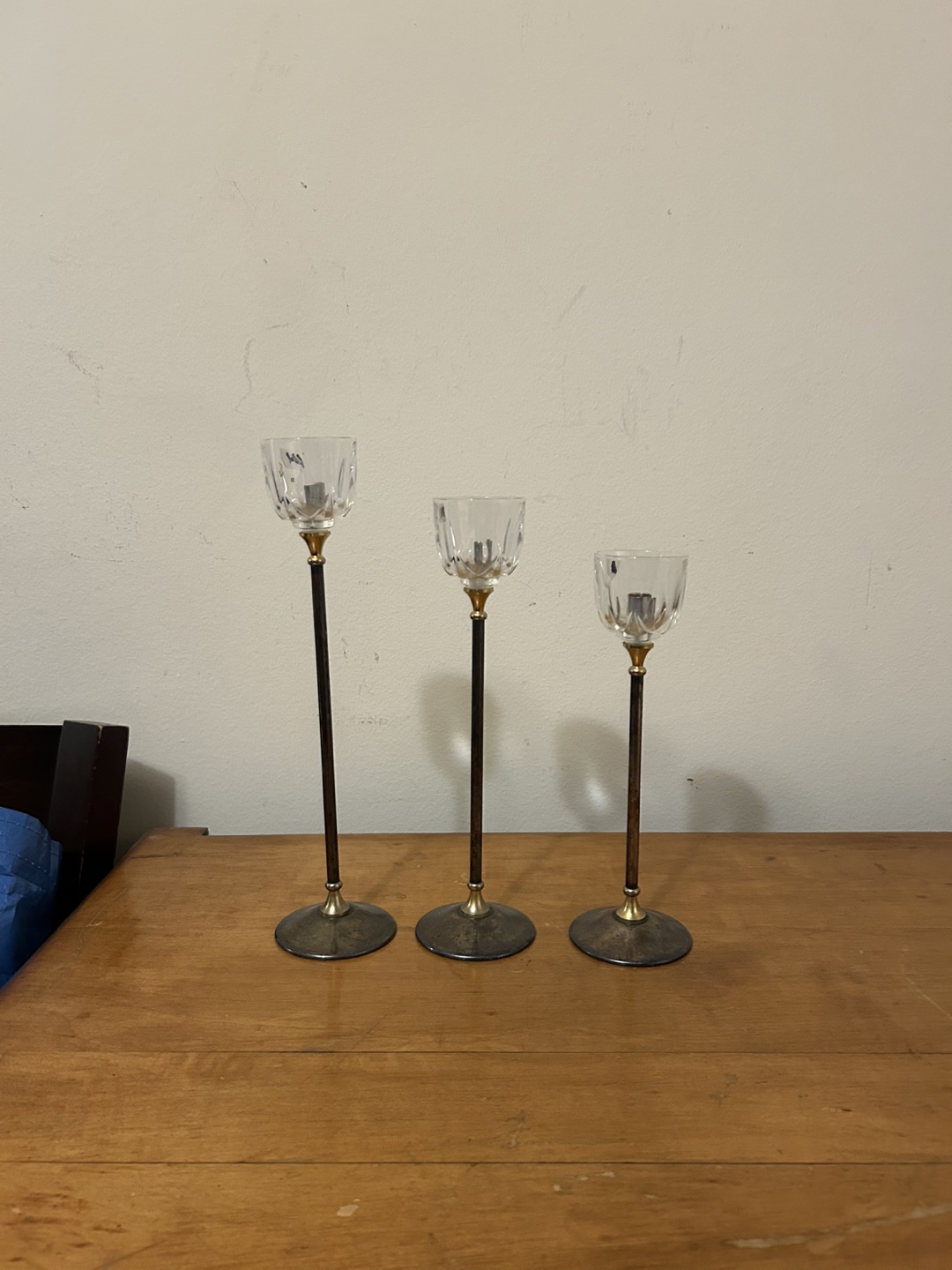 Set of Three Mid-Century Modern Candle Holders
