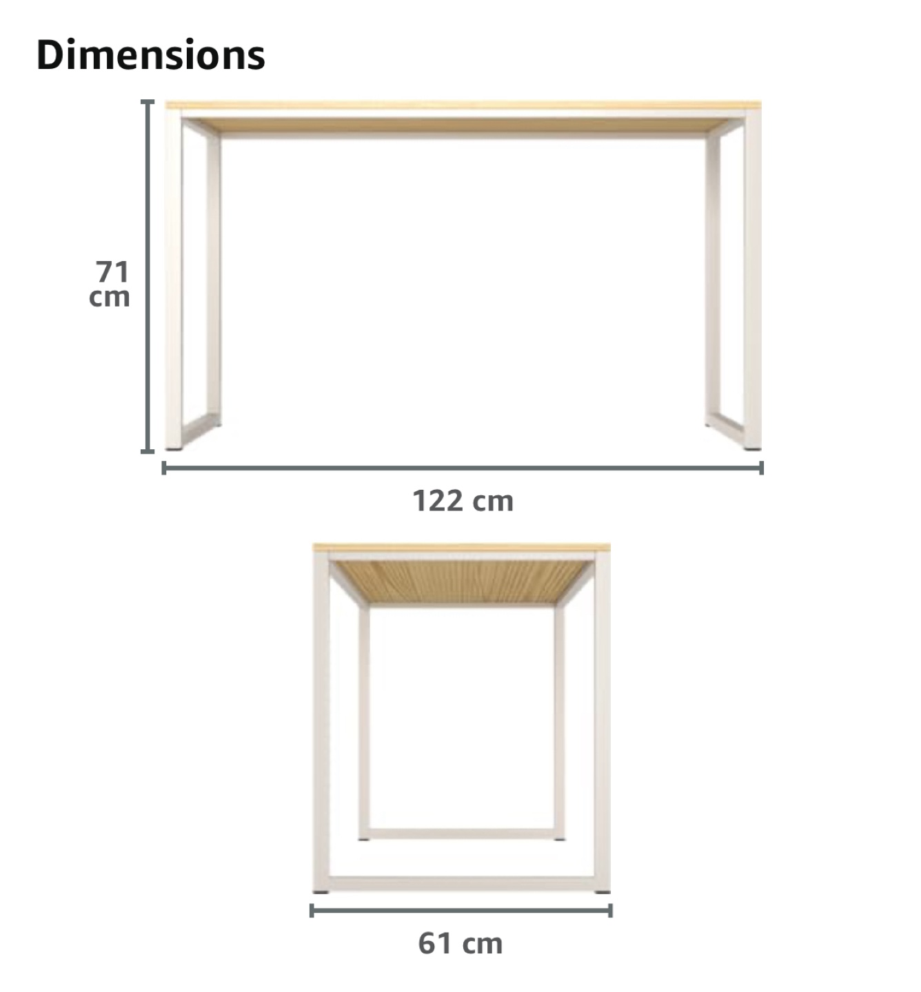 Modern Minimalist Desk - Light Wood Top, White Metal Frame - photo 3
