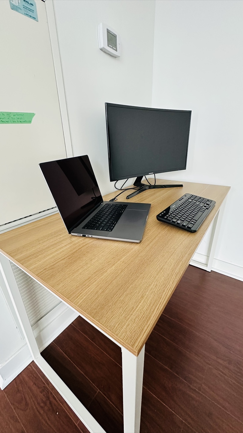 Modern Minimalist Desk - Light Wood Top, White Metal Frame - photo 4