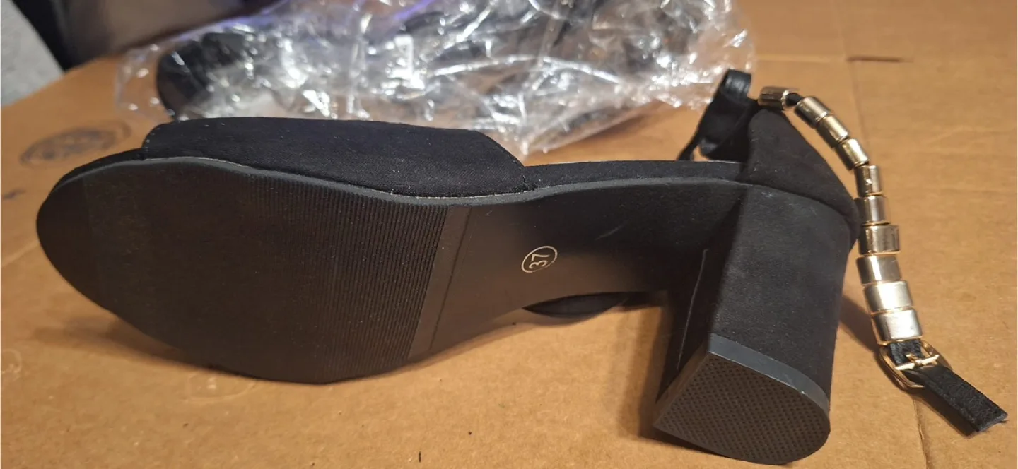 Women's Black Chunky Heeled Sandals - Size 6.5 UK image indicator(6)