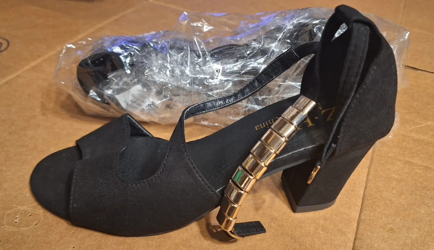 Women's Black Chunky Heeled Sandals - Size 6.5 UK image indicator(4)