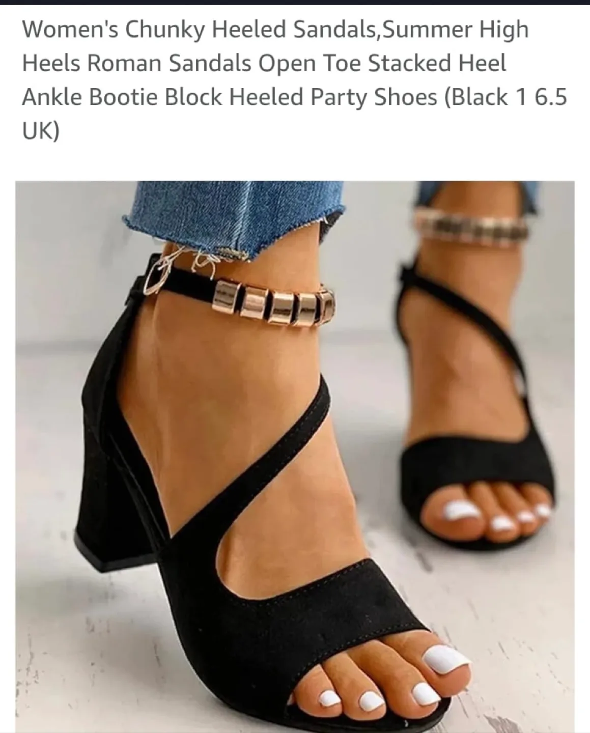 Women's Black Chunky Heeled Sandals - Size 6.5 UK image indicator(3)