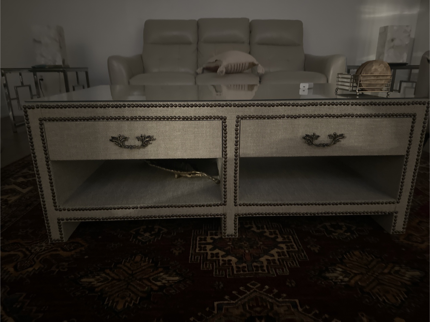 Elegant Two-Drawer Coffee Table with Glass Top - photo 2