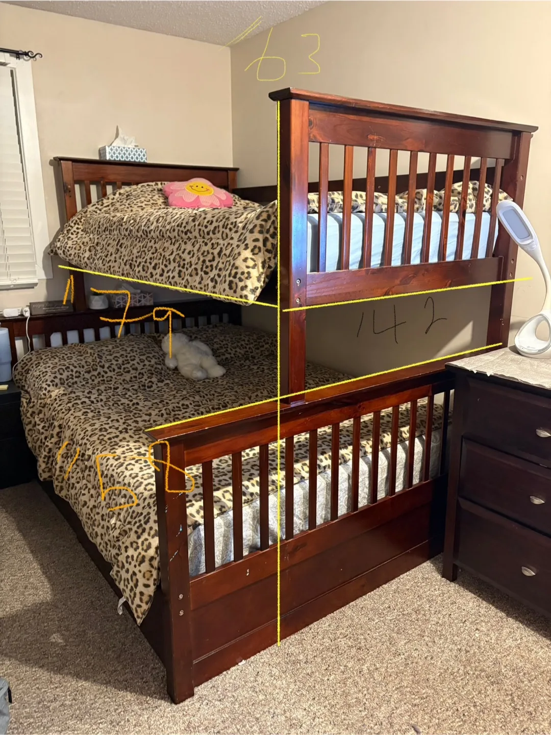 Twin over Full Bunk Bed with Storage image indicator(2)