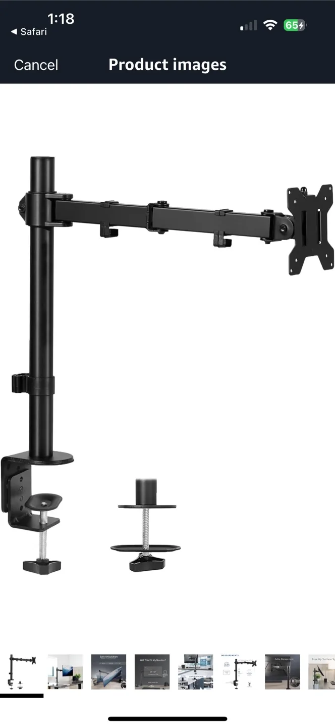 $15 OBO Black Monitor Desk Mount thumbnail