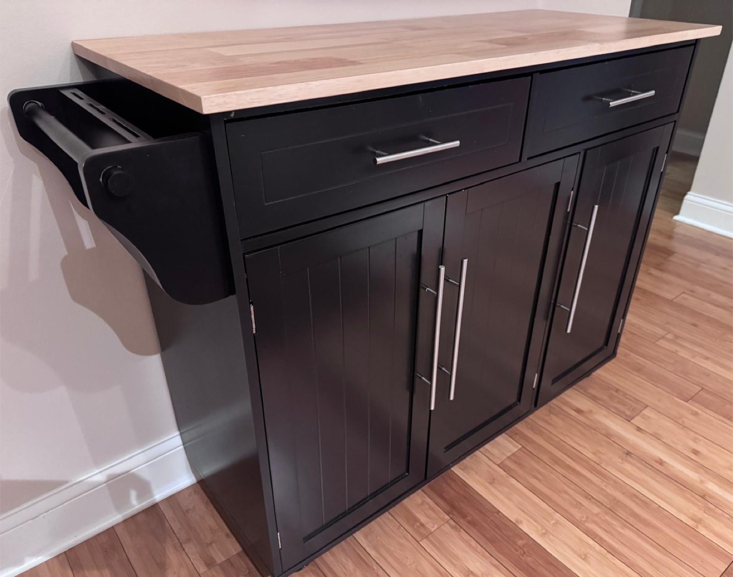 Kitchen Island Cart with Butcher Block Top