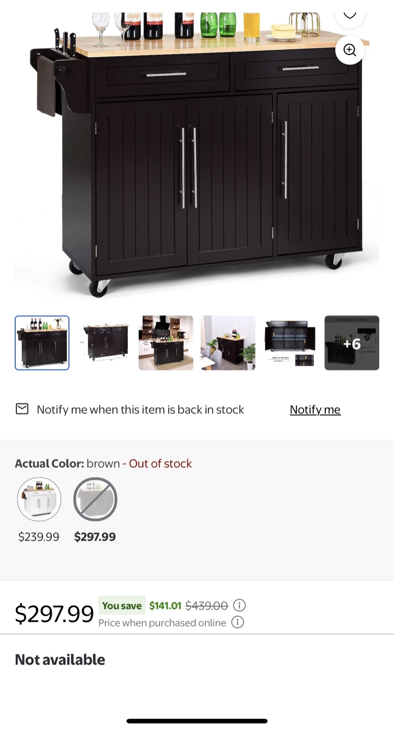 Kitchen Island Cart with Butcher Block Top - photo 3