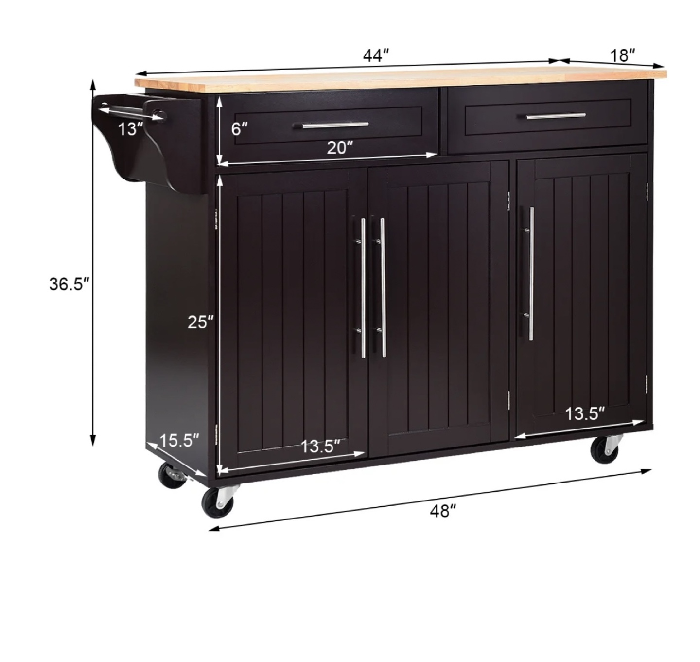 Kitchen Island Cart with Butcher Block Top - photo 2
