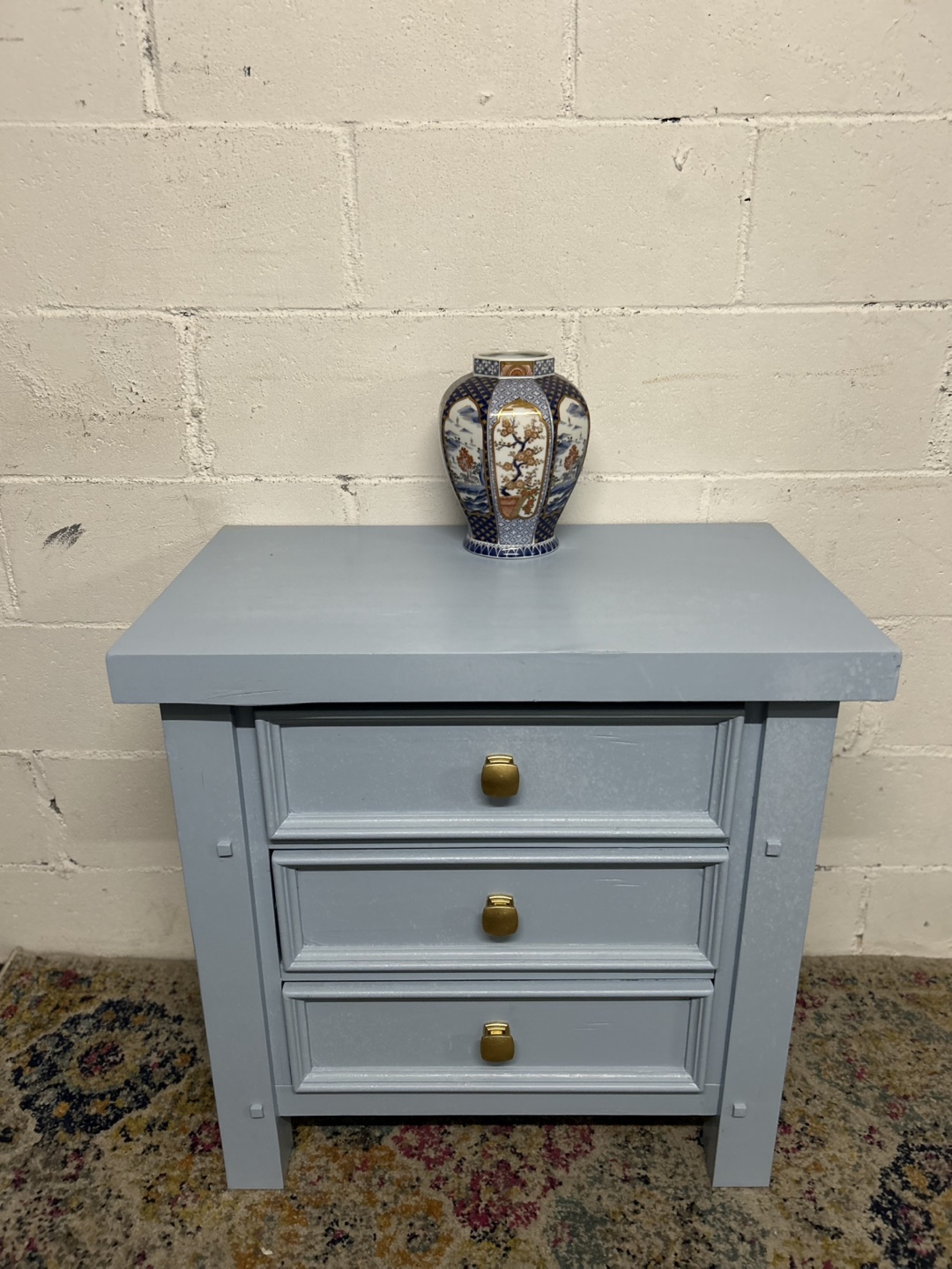 (FREE DELIVERY) Light Blue Three-Drawer Nightstand