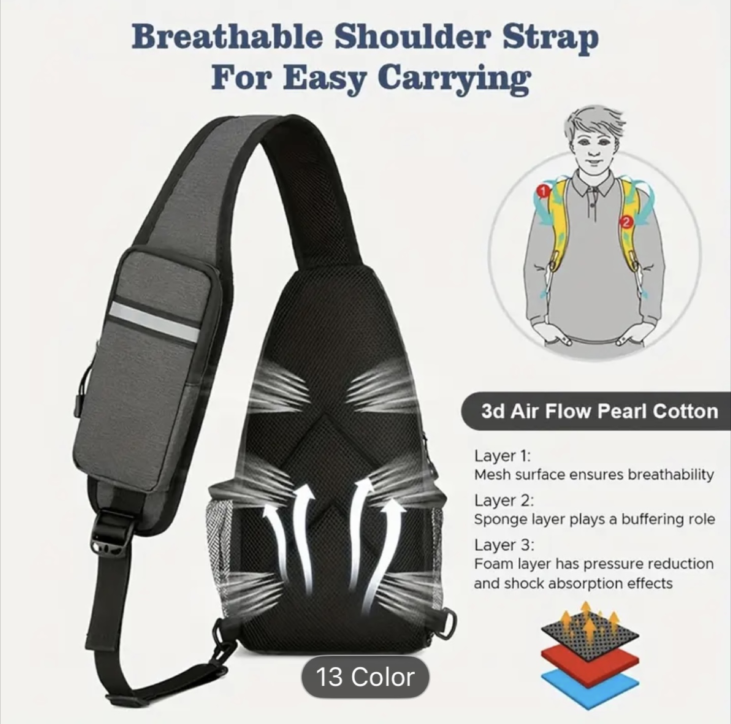 Pair of Sling Bags - Grey and Black - photo 5