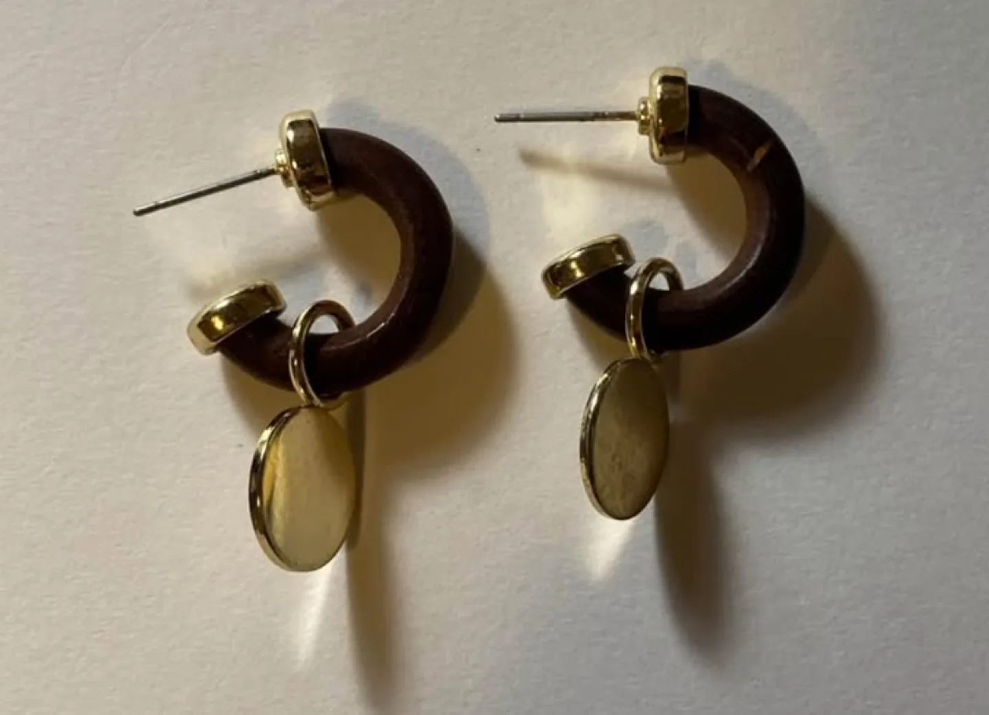 Dark Brown and Gold Hoop Earrings thumbnail