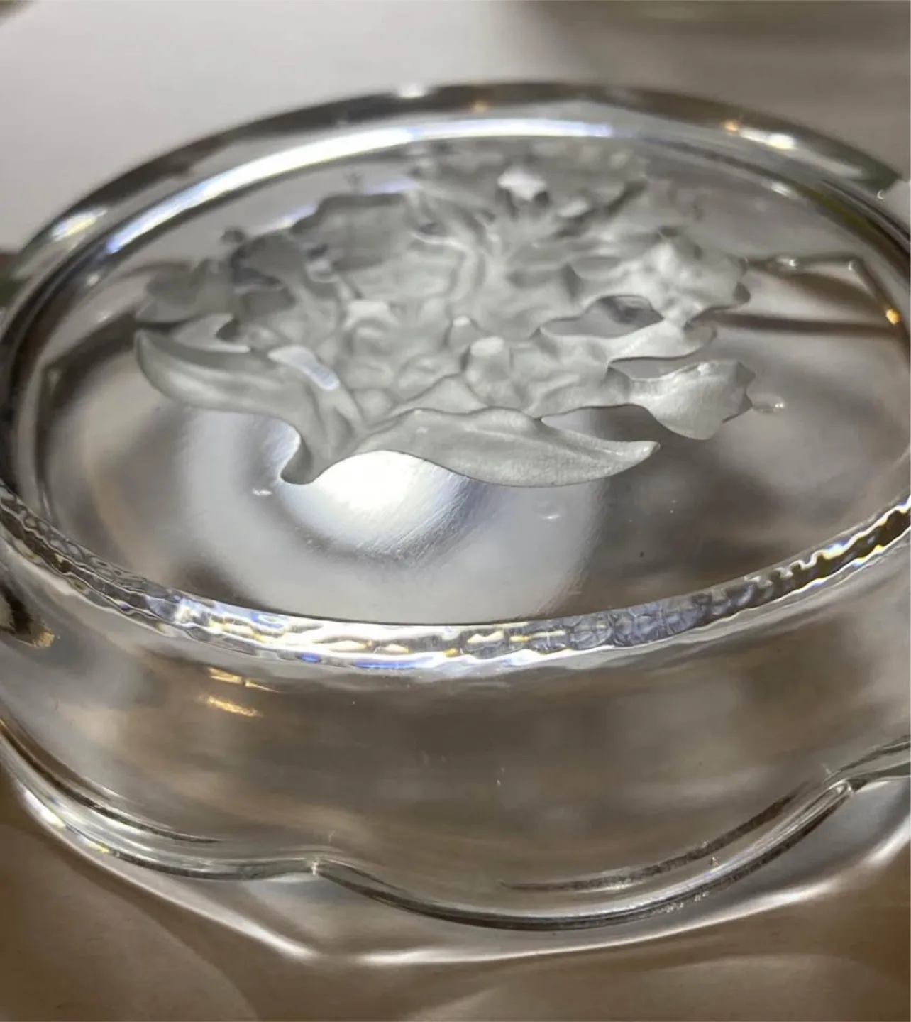 Set of Six Vintage Glass Coasters with Floral Etchings image indicator(2)