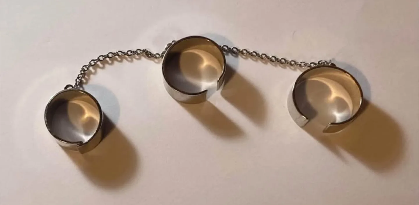 Three-Finger Ring Set with Chain Connector thumbnail
