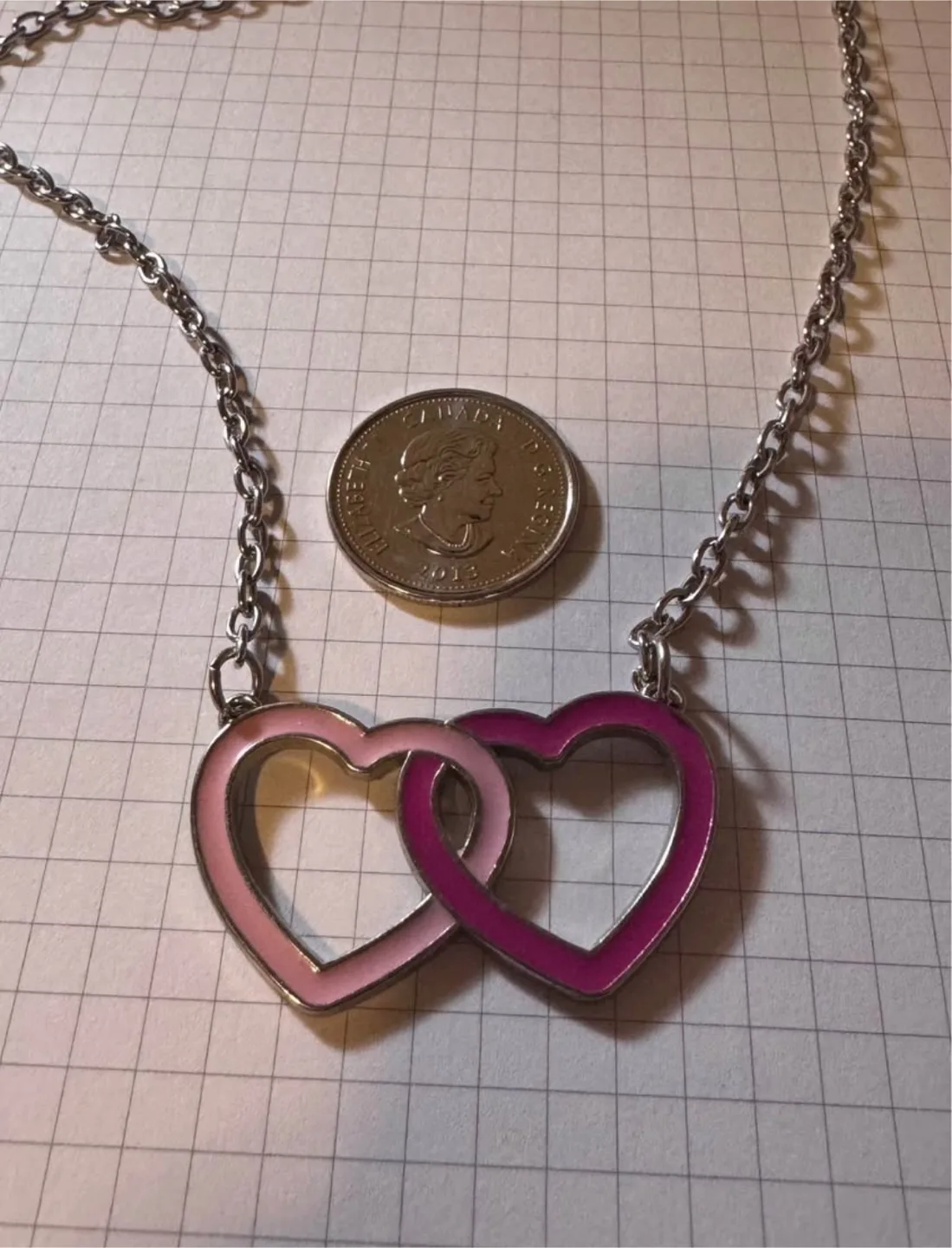 Pink and Purple Duo Heart Necklace thumbnail