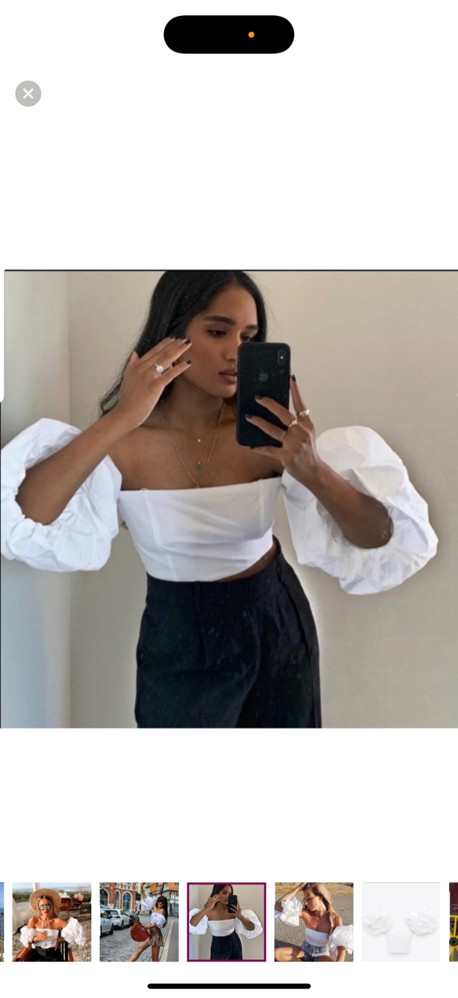 🛍️NEW ZARA White Puff Sleeve Off-the-Shoulder Crop Top - photo 2