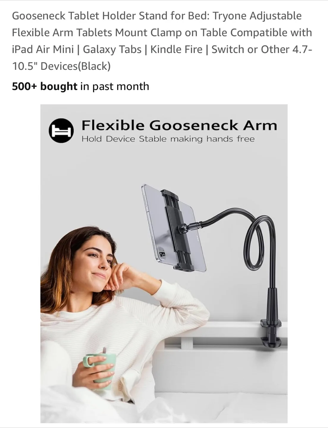 Tryone Adjustable Gooseneck Tablet Holder Stand image indicator(3)