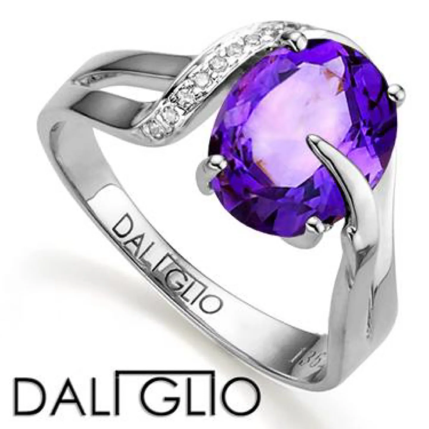 Daligio Women's 14K White Gold Amethyst & Diamond Ring - Size 7 image indicator(3)