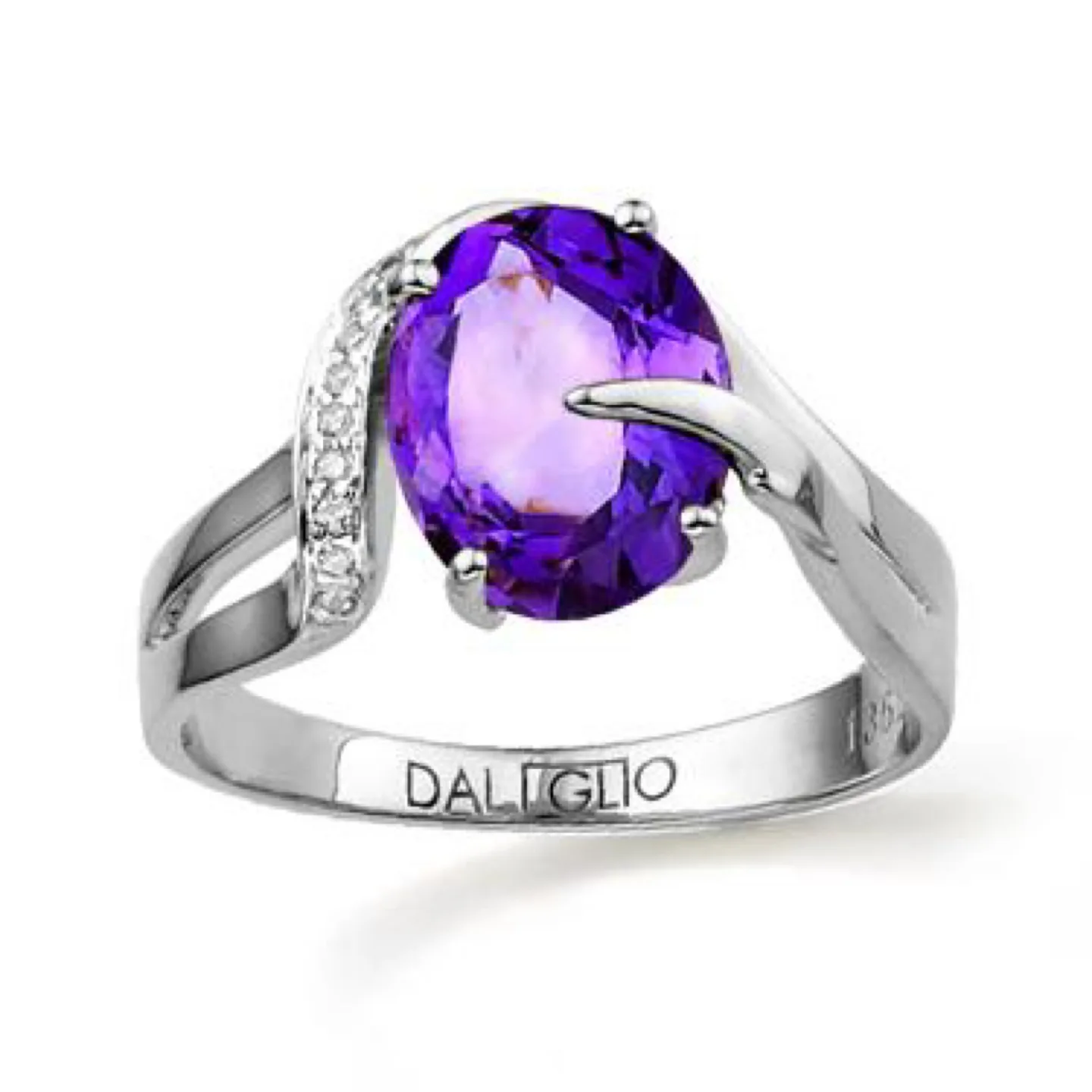 Daligio Women's 14K White Gold Amethyst & Diamond Ring - Size 7 image indicator(2)