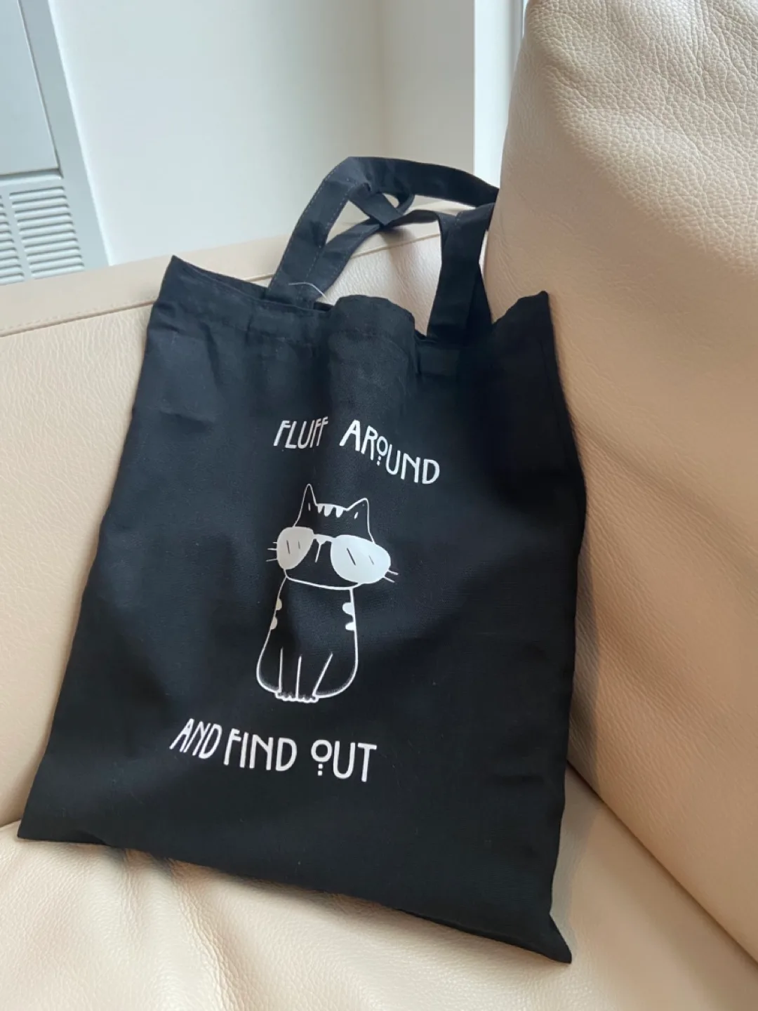 Black Cat Tote Bag - Fluff Around and Find Out image indicator(3)