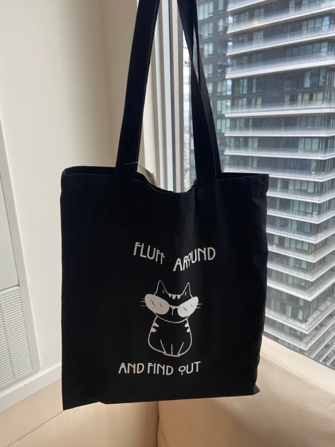 Black Cat Tote Bag - Fluff Around and Find Out image indicator(2)