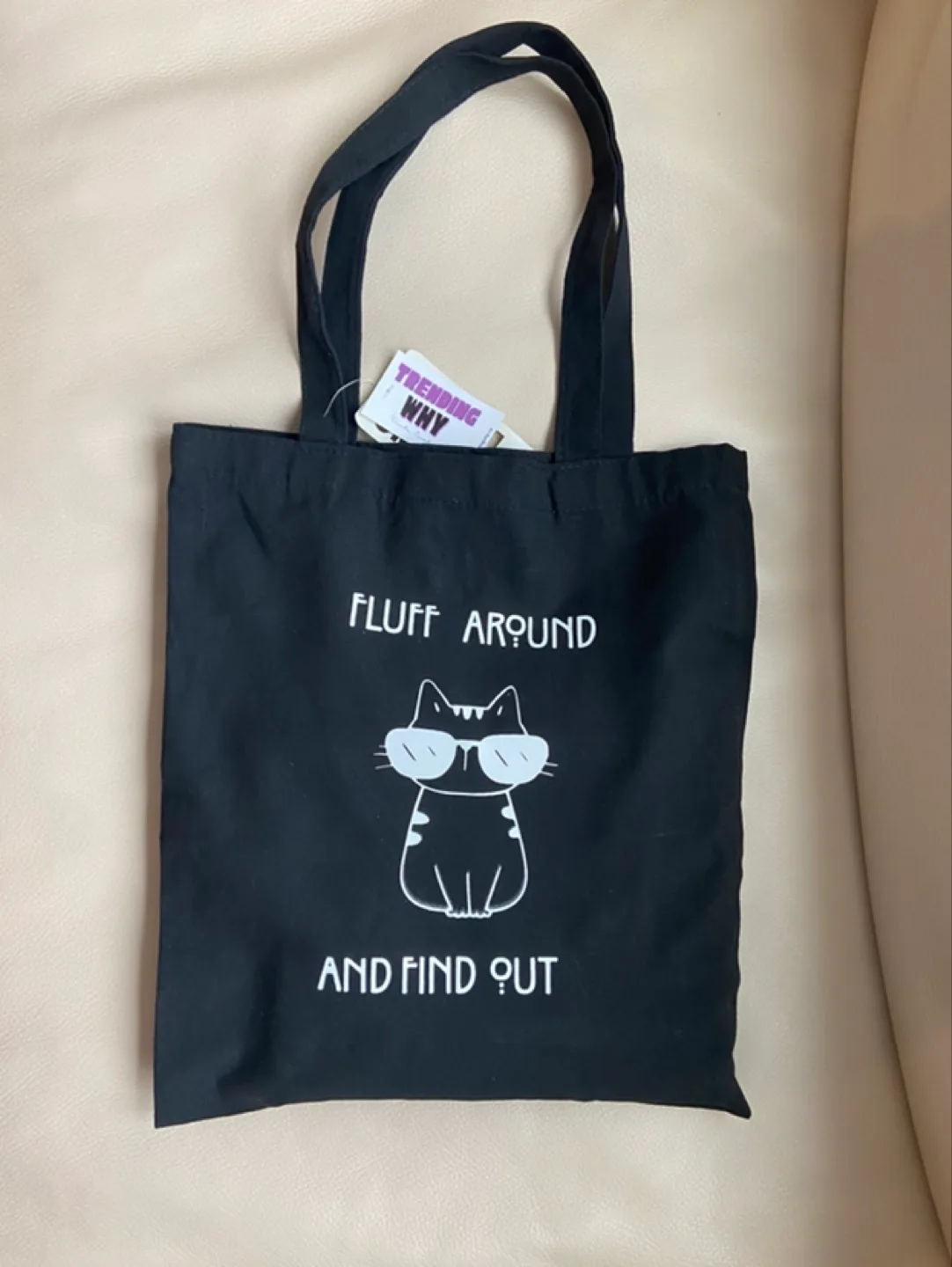 Black Cat Tote Bag - Fluff Around and Find Out thumbnail